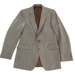Pierre Balmain Mens Herringbone Paris Luxury Blazer Brown Sports Coat Si…